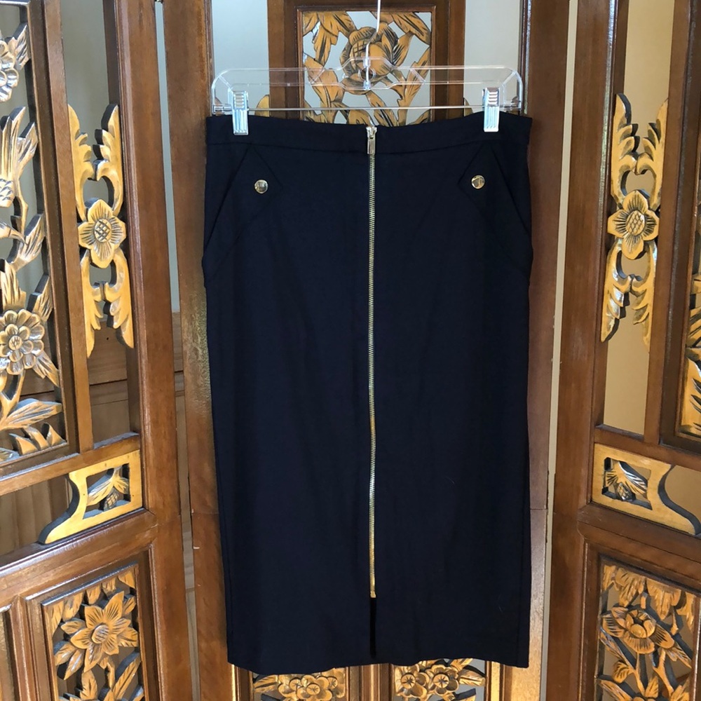 Carmen Zippered Stretchy Midi Pencil Skirt Size 8
